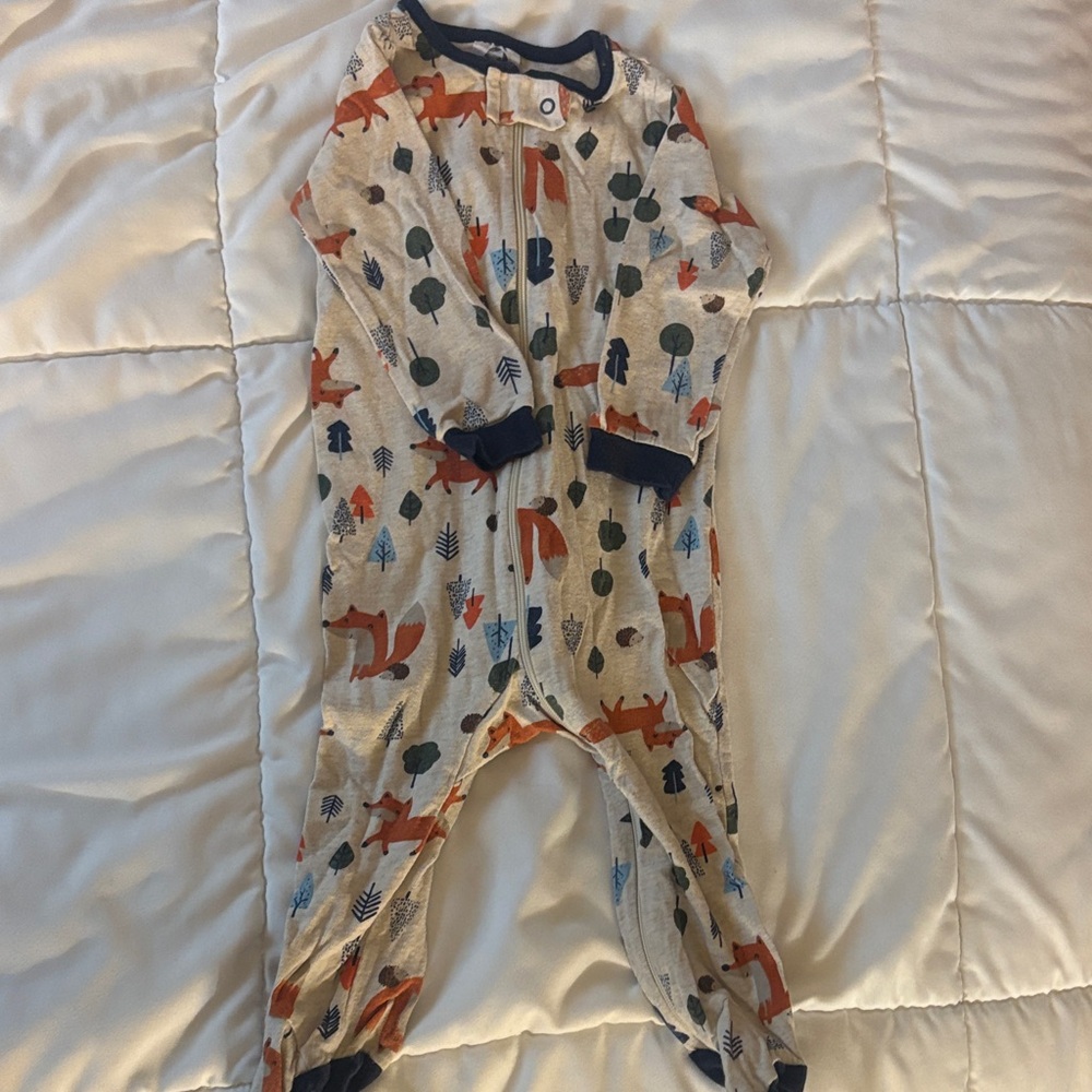 Gerber Beige Fox and Tree Print Footie
